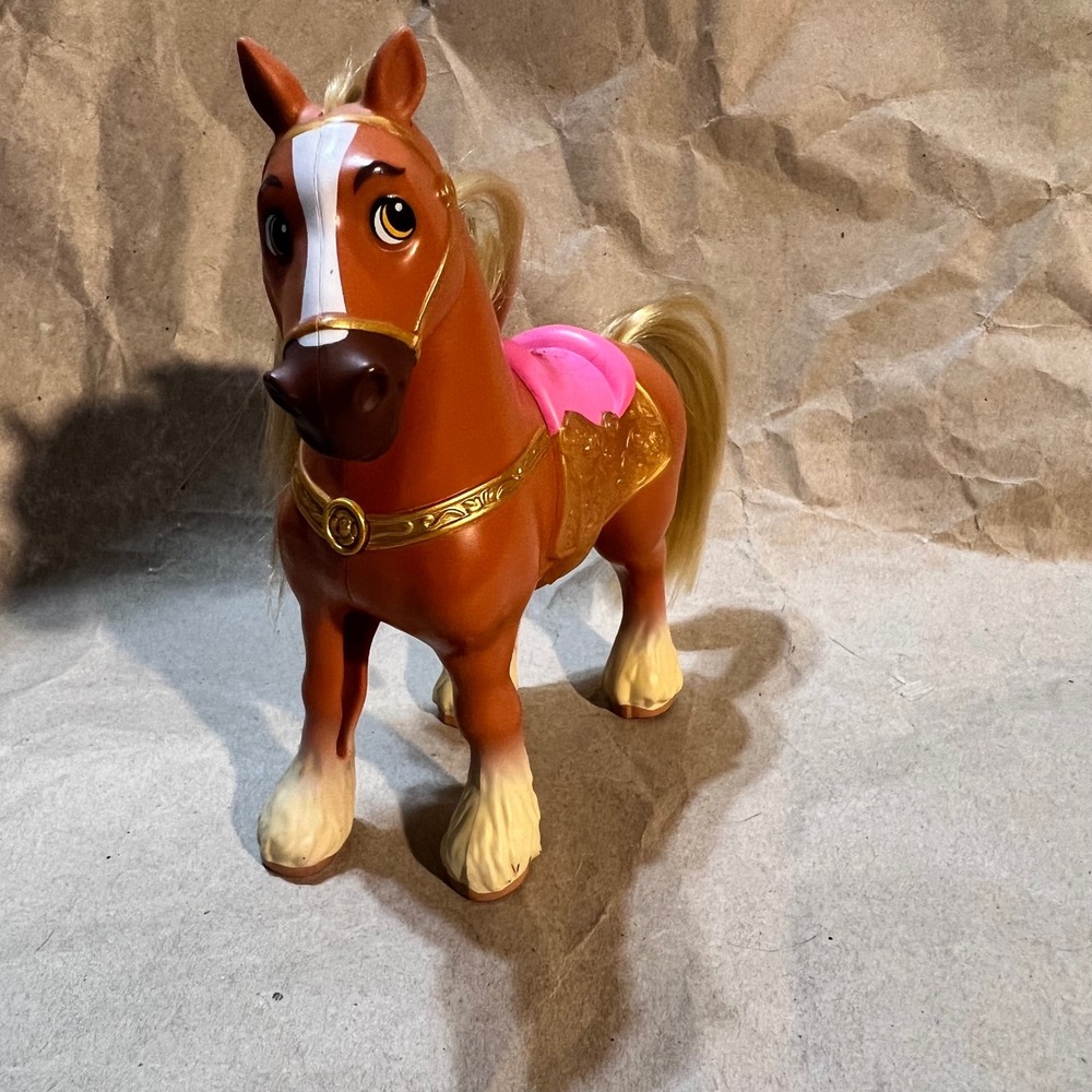 Disney Horse Brown Pink Gold Saddle Brushable Mane Royal Steed Toy